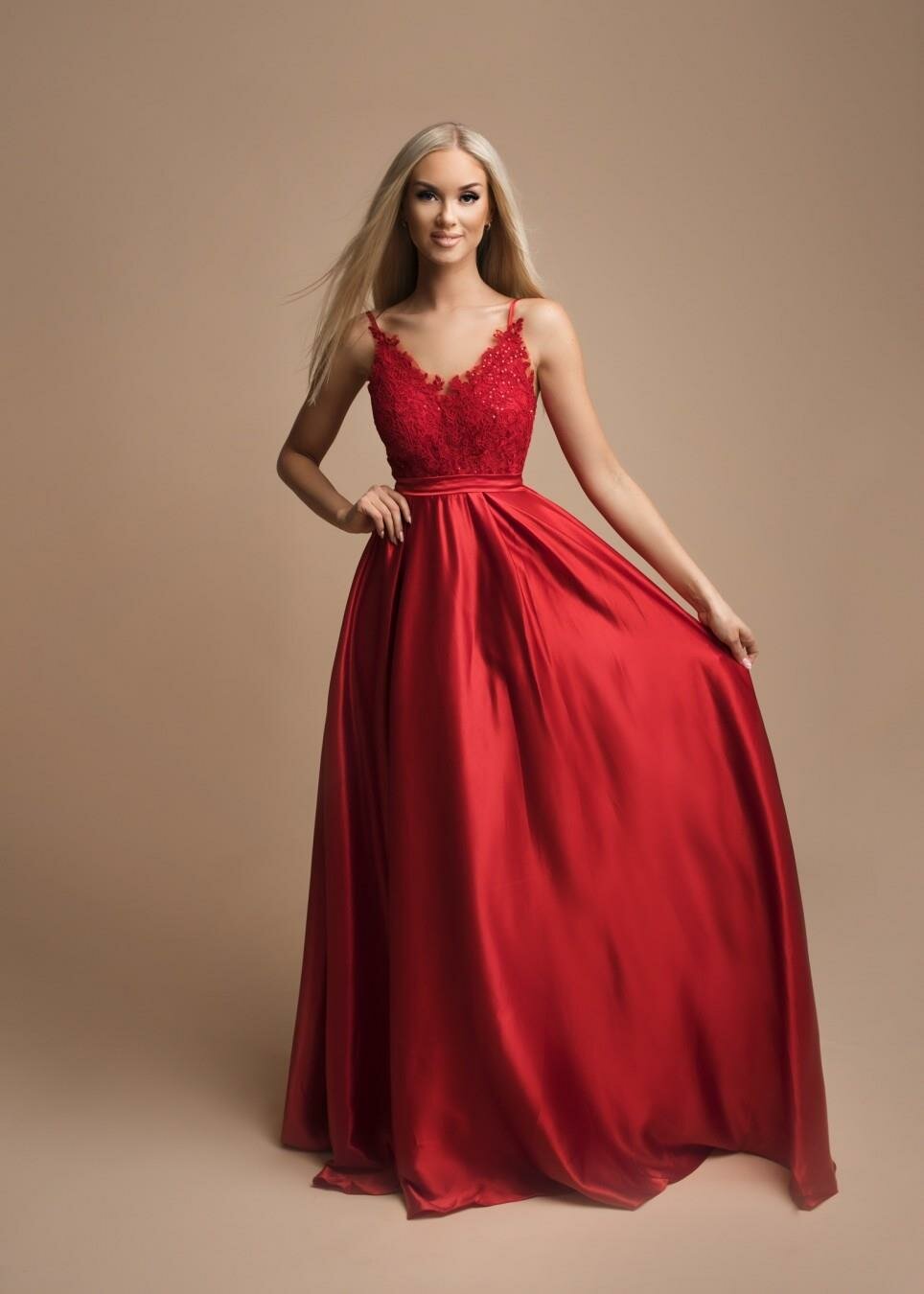 Satin Abendkleid Bodenlang