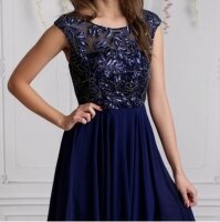 Pailetten Abendkleid Knielang R1298 B-Ware