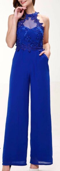 Overall M-8645 Rückenfrei Spitze Damen Hosenanzug Lang Gr: S-XL Neu