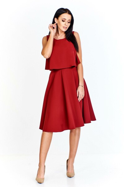 Kleid PM63429 mit leicht ausgestelltem Rockt Bordeaux-Rot 36