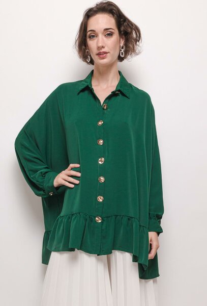 Oversize Bluse mit Rüsche am Saum X-1853