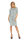 Sportliches Kleid mit 3/4 Ärmeln, Rollkragen und Bindegürtel - grau mit Schriftdruck im Papyrus-Design