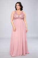 Bodenlanges Abendkleid mit V-Ausschnitt R1327QS Plus Size