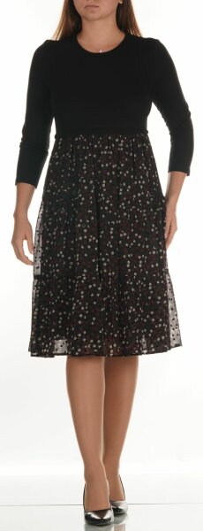 Freizeitkleid EM17735 3/4Ärmeln GepunkteteRock Schwarz 42