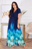 Abendkleid mit Blumenprint Kurzarm "Aida"