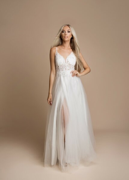 Abendkleid Bodenlang mit Glitzer/Tüll HM2318