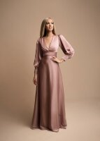 Satin Abendkleid Bodenlang HM2299 Langarm