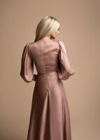 Satin Abendkleid Bodenlang HM2299 Langarm