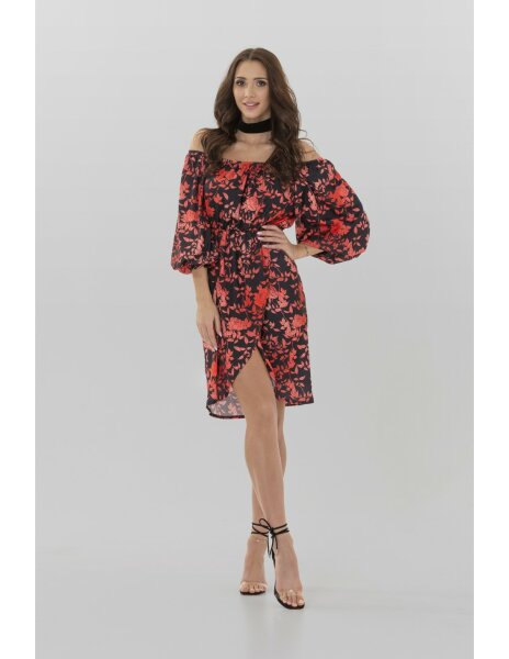 Minikleid mit Ballonärmeln Blumenprint