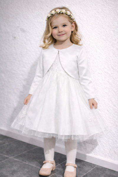 Kinderbolero Satin mit Perlen BBC-301 Mädchen  Langarm