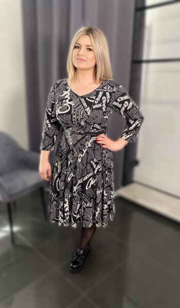 Kleid mit Print A-Linie inkl. Gürtel