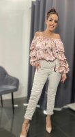 Carmen-Bluse mit Ballon Ärmeln