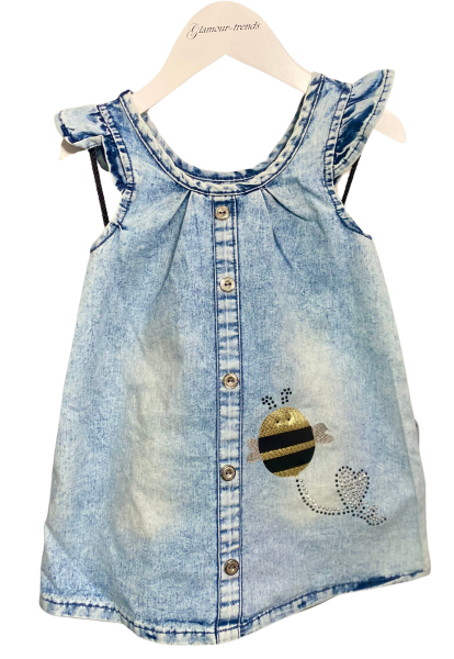Mädchen Jeanskleid mit Biene-Rucksack 7-5996