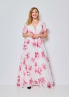 Abendkleid Blumenprint mit Flügelärmeln R1379-2QS