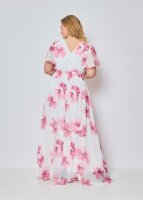 Abendkleid Blumenprint mit Flügelärmeln R1379-2QS