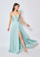 Satin Abendkleid mit Strassteinchen Träger HM2298 Flieder M