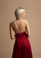 Satin Abendkleid mit Strassteinchen Träger HM2298 Flieder M