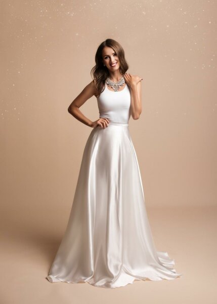 Satin Maxirock Abendrock R1427
