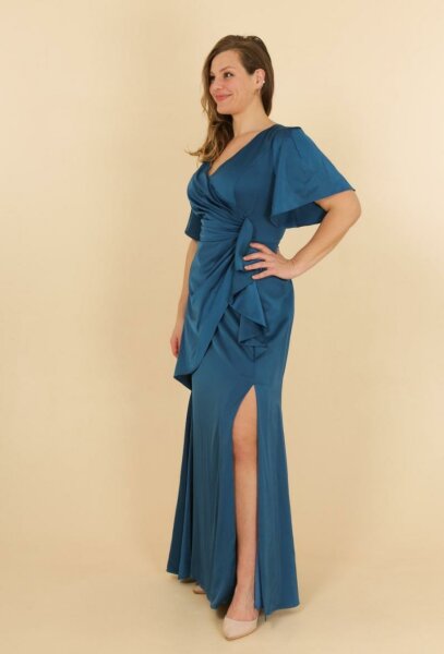 Plus Size Abendkleid Stretch mit Ärmeln R1855