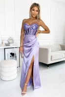 Pailetten Abendkleid Bodenlang mit Satinrock 568020