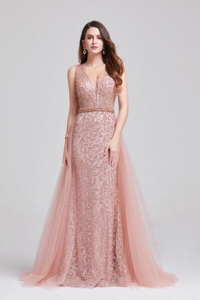 Abendkleid mit abnehmbarer Schleppe 888062