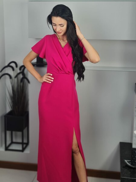 Abendkleid mit Flügelärmeln 28743 Rosa 42