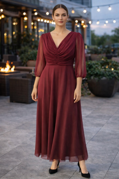 Netz Abendkleid Langarm 20009