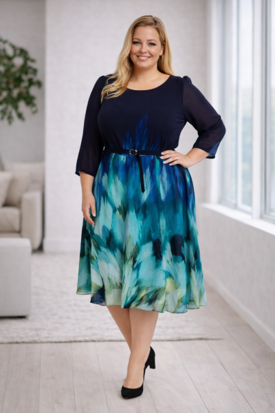 Festliches Kleid mit langen Ärmeln EM85041