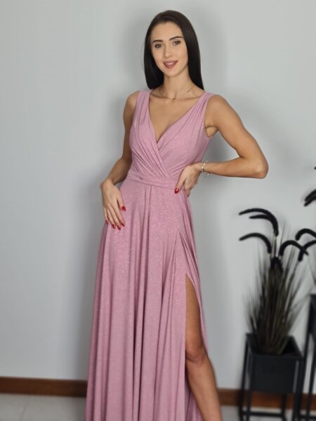 Glitzer Abendkleid mit Gürtel 21504 Stretch Silber 32