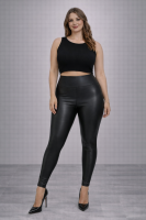 Lederimitat High Waist Leggings 71 Gefüttert