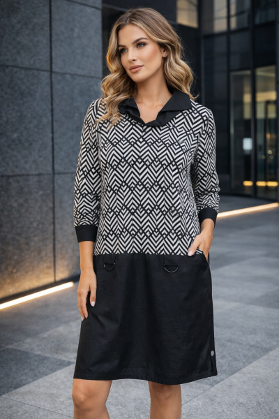 Kleid in Strickoptik mit Print 58975