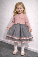 Mädchen Strick Kleid Langarm R1721