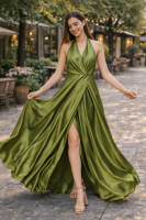 Satin Abendkleid Neckholder R8322