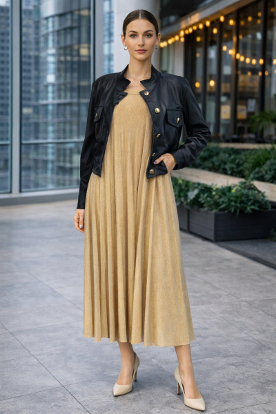 Plissee Kleid mit Lurex A1186