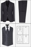 Manzetti Anzug-Set : Sakko & Hose 1.5_1715 inkl. Weste und Plastron