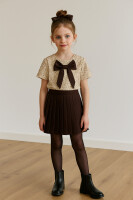 Pailletten Mädchen Shirt 458 mit Schleife