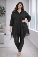 Tunika-Hemd mit Netz