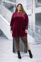 Samttunika mit Netz-Glitzer-Rock AC111401