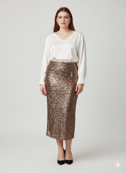 Eleganter Pailletten Midirock HP9502