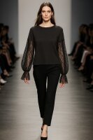 Strickbluse mit Netzärmeln 5589