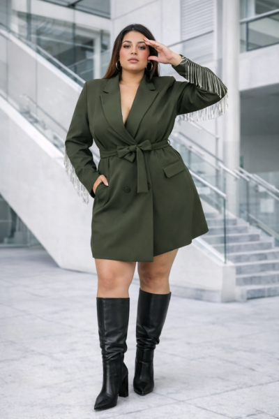 Oversize Longblazer mit Gürtel 251136