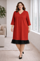 Kleid mit Rüsche am Saum EM91241