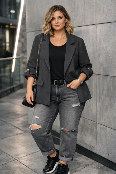 Damen Blazer mit Knopf am Ärmel